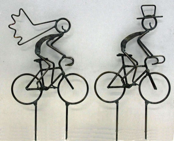 Bride And Groom On Road Bikes Cake Toppers Etsy