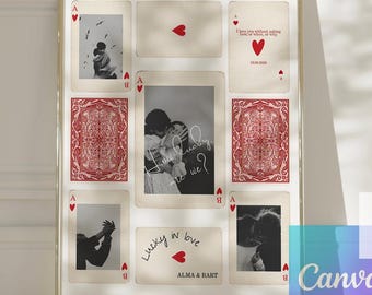 Custom Matchbox Art Poster, Editable Playing Card Template Canva, How Lucky Are We Print, Personalized Couple Anniversary Keepsake