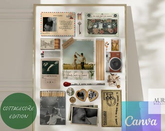 Plantilla de póster de caja de cerillas: Arte de caja de cerillas personalizado (plantilla editable de Canva). Regalo personalizado de aniversario y cumpleaños para parejas, estilo cottagecore.