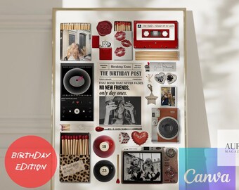 Plantilla de caja de cerillas editable, regalo de cumpleaños personalizado para parejas y mejor amigo, arte de caja de cerillas personalizado, descarga digital