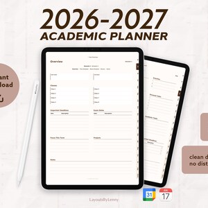 Digitale Studentenplanner iPad 2026 2027, Coffee, Hyperlinked PDF, GoodNotes Semesterplanner