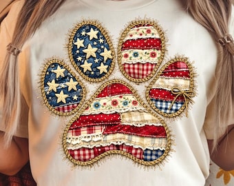 Pata de perro de EE. UU., diseño PNG, patriótico, estrellas estadounidenses, sublimación para amantes de los perros (descarga digital)