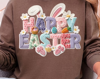 Frohe Ostern Riegelgarn PNG: Faux Bunny Typografie, Frühling Ostern Sublimation (Digitaler Download)