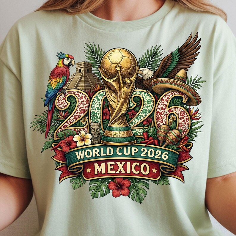 2026 World Cup Mexico design with eagle and tropical leaves