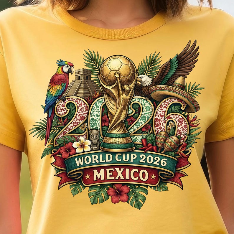 World Cup 2026 Mexico celebration design with floral elements