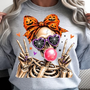 spooky halloween skeleton blowing bubble gum shirt design