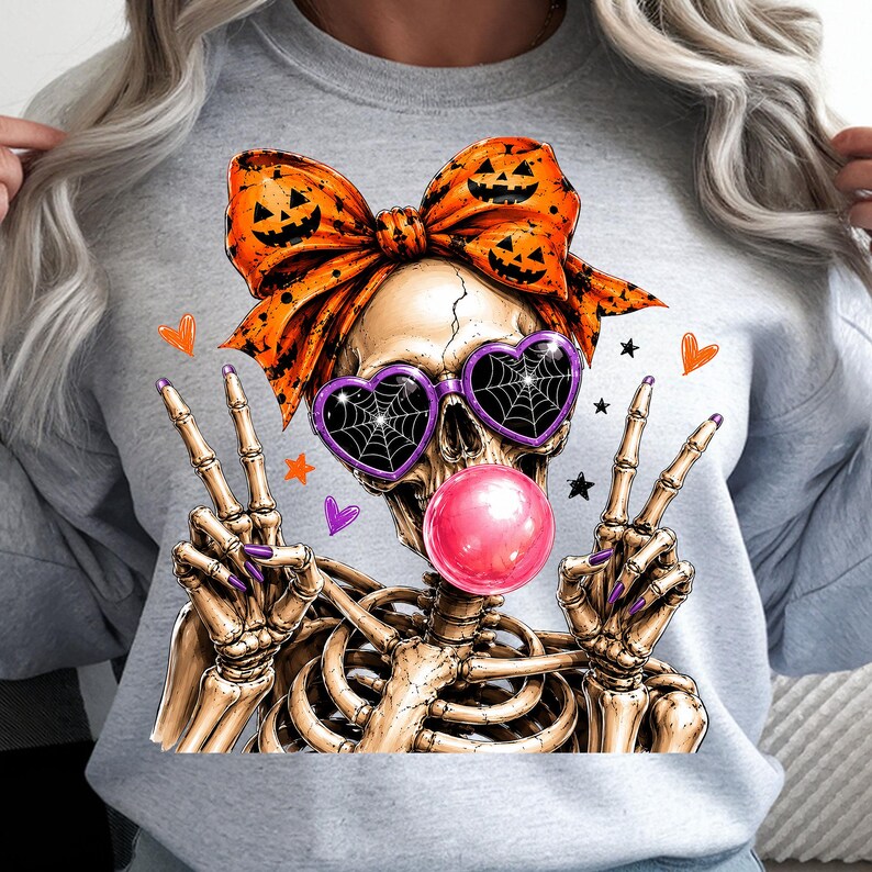 spooky halloween skeleton blowing bubble gum shirt design
