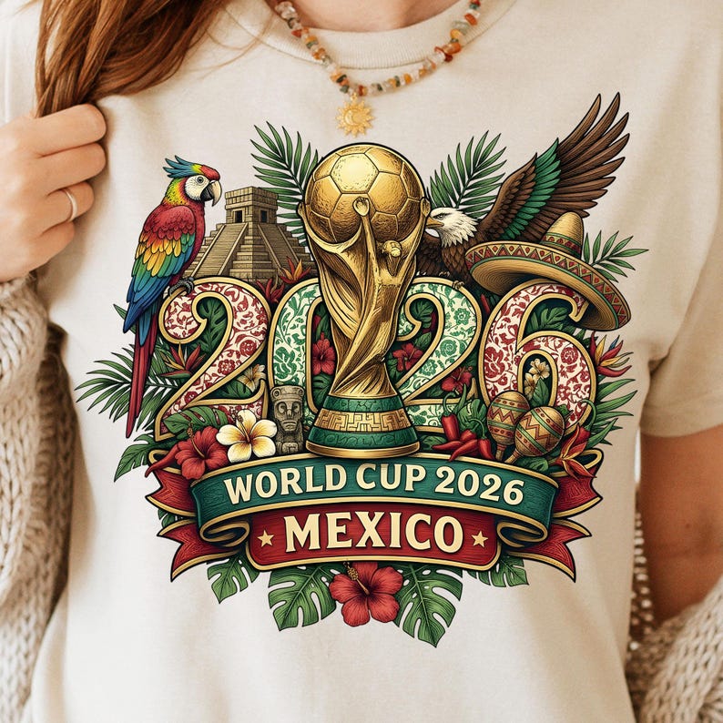 Vintage style World Cup 2026 Mexico graphic for sublimation shirts