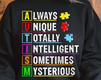 Concienciación sobre el autismo PNG: Piezas de rompecabezas siempre únicas, totalmente inteligentes, a veces misteriosas (descarga digital)