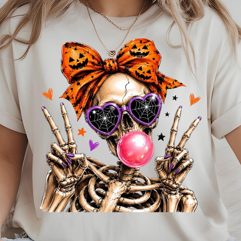 cute spooky skeleton girl halloween png instant digital download