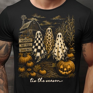 Vintage Halloween Ghosts Trio PNG, Tis The Season Retro Pumpkin Spooky Autumn (Digital Download)