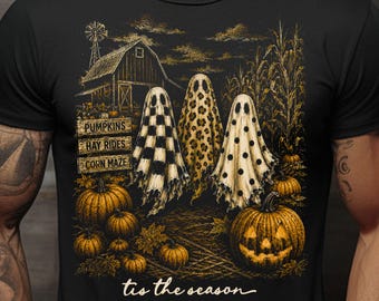 Vintage Halloween Ghosts Trio PNG, Tis The Season Retro Pumpkin Spooky Autumn (Digital Download)