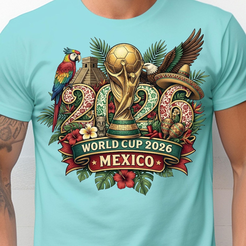 Soccer World Cup 2026 Mexico themed PNG for t shirt printing