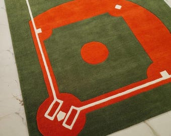 Baseball Field Rug, Sports Area Rug, Kids Room Rug, Game Room Decor, Hand Tufted Rug, Boys Bedroom Carpet, Baseball Lover Gift Rug