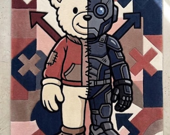 Robot Bear Tufted Rug, Handmade Area Rug, Kids & Gaming Decor