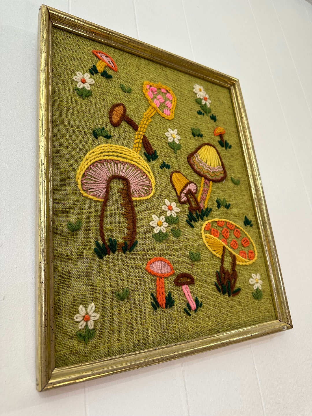 1970s Mushroom Crewel Art Etsy