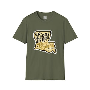 Laissez Les Bons Temps Rouler T-Shirt | Louisiana State Map Black and Gold