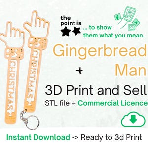 STL 3D Printing Files - Gingerbread Man - Instant Download - 2 Pcs - Keychain Hole