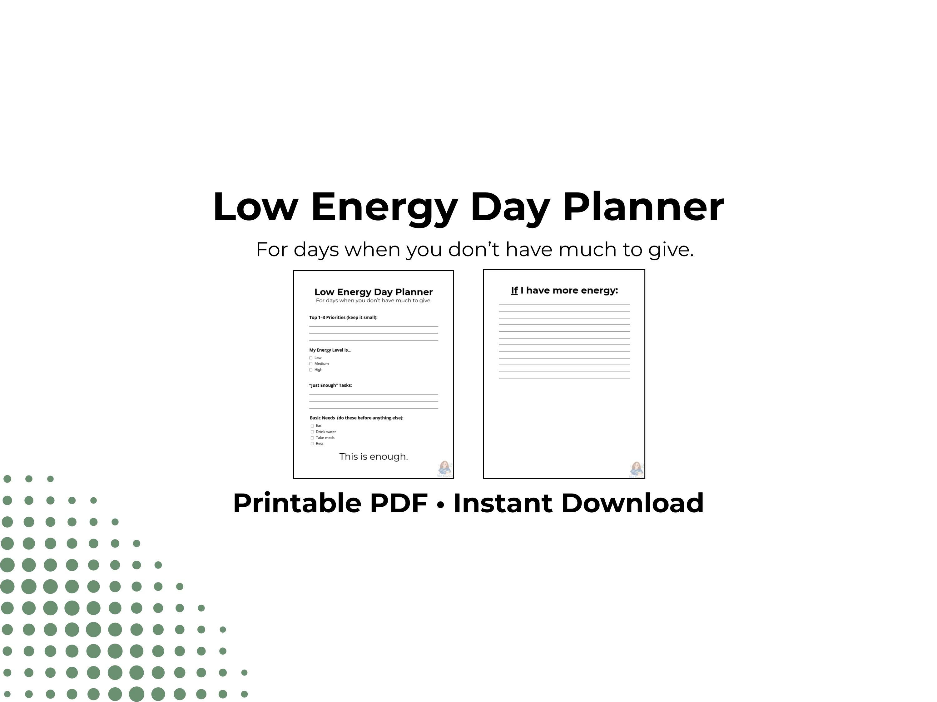 Daily Planner Printable | Low Energy Day Planner | ADHD Friendly ...