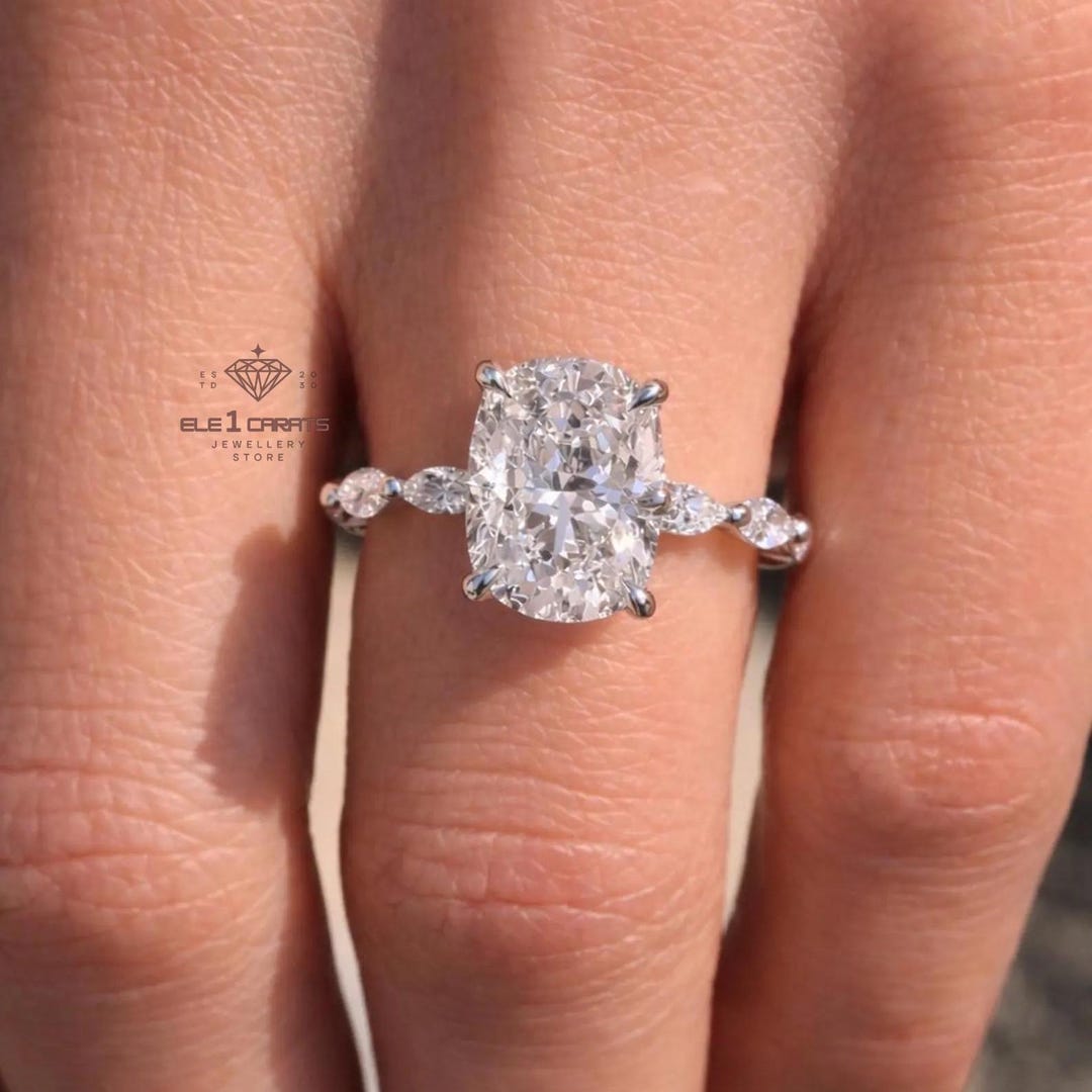 3.5 CT & 10x8 MM Elongated Radiant Cut Moissanite Ring, Rectangular ...