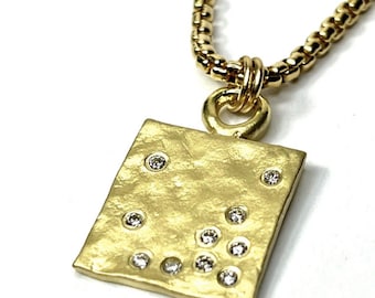 CJL Original 18k Yellow Gold Artisan Diamond Pendant on Chain David Yurman chain