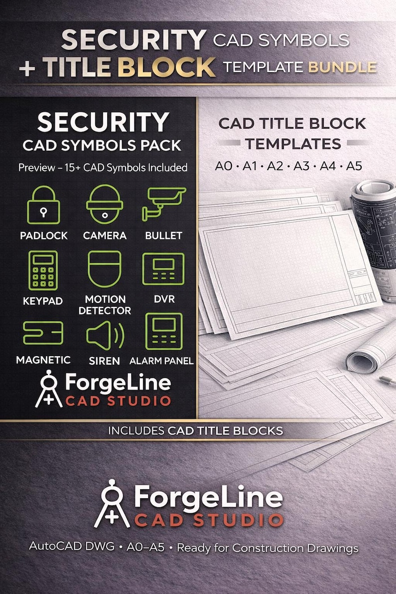 Security CAD Blocks + Title Block Templates | Autocad DWG - Etsy