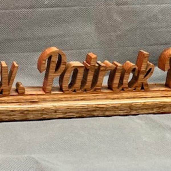 Custom Desk  Name Plate, handcrafted from solid Red Oak wood. New Fonts - Free Shipping