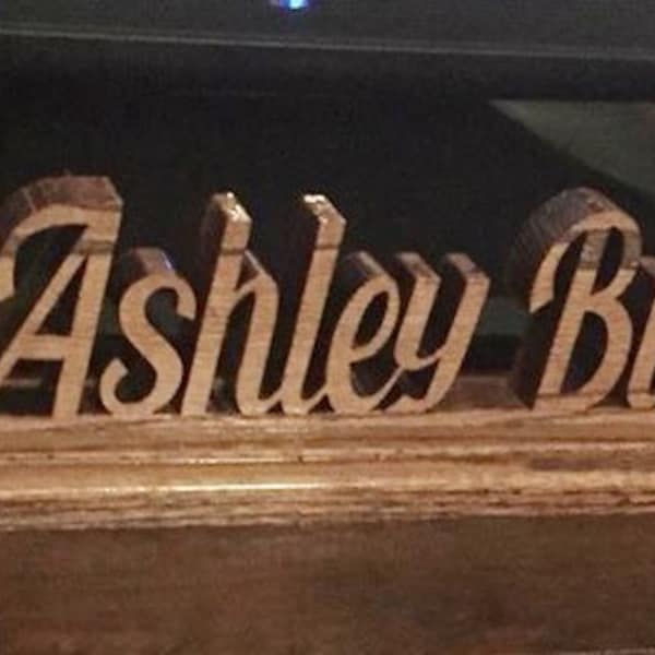 Custom Desk  Name Plate, handcrafted from solid red oak wood. New Fonts -  Free Shipping