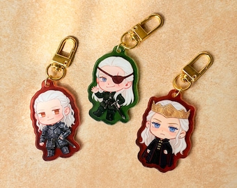 Rhaenyra Daemon Aemond  Dragon Keychain Charm, Fan Art Keychains