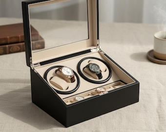 Uhrenbeweger Aufbewahrungsgehäuse | Uhrenbox aus PU-Leder mit Schaufenster