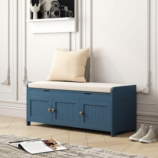 Shoe Storage Bench with Cushion, Entryway Shoe Cabinet Bench, Lift Top Storage Bench, Wooden Shoe Rack Organizer, End of Bed Bench