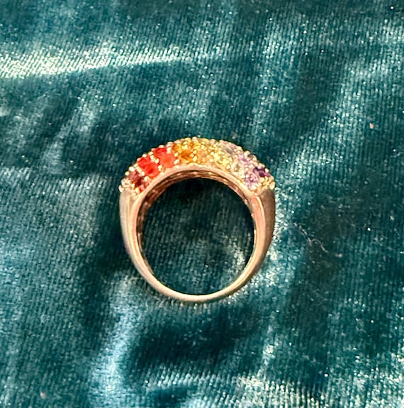 Multi-Gem Rainbow Sterling Silver Statement Ring - image 4