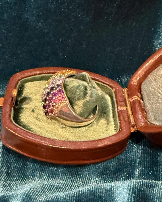 Multi-Gem Rainbow Sterling Silver Statement Ring - image 2