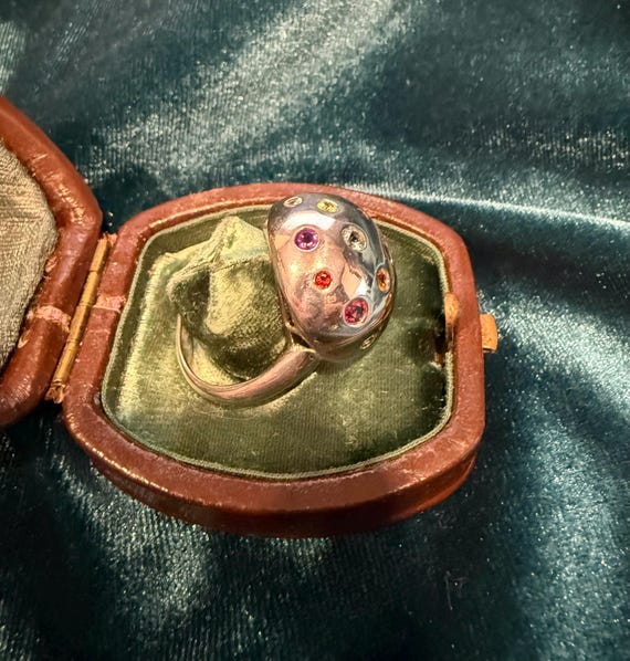 Sterling Silver Multi-Gem Bezel Set Dome Ring - image 2