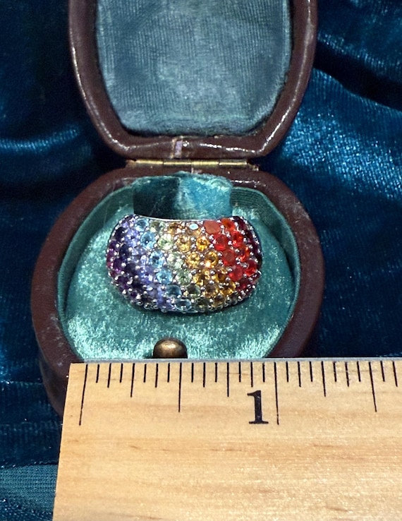 Multi-Gem Rainbow Sterling Silver Statement Ring - image 7