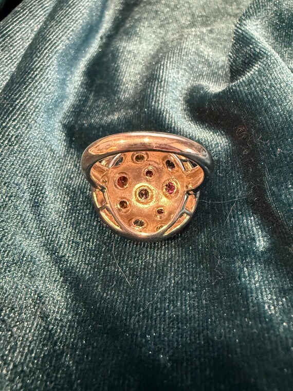 Sterling Silver Multi-Gem Bezel Set Dome Ring - image 4