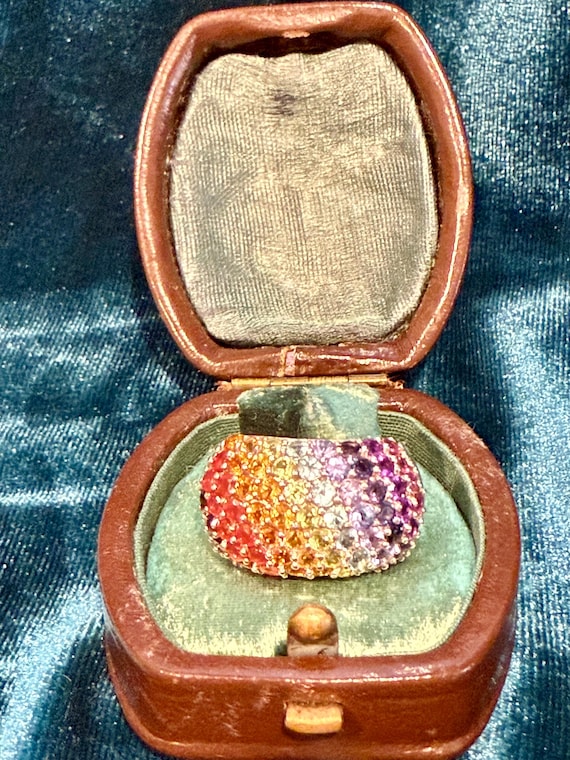 Multi-Gem Rainbow Sterling Silver Statement Ring - image 1