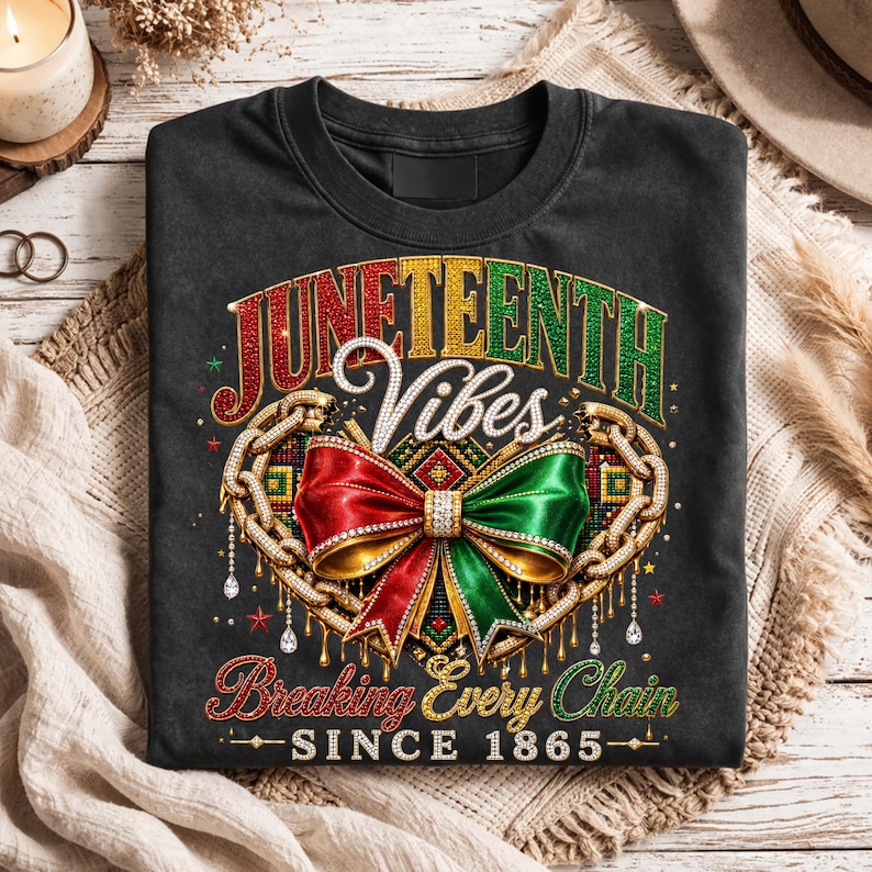 Juneteenth Vibes PNG, strass 1865 skjortdesign, bryta varje kedja, sublimering av svart historia, Juneteenth PNG, digital nedladdning bild 3