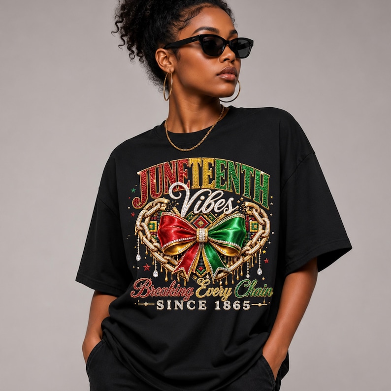 Juneteenth Vibes PNG, strass 1865 skjortdesign, bryta varje kedja, sublimering av svart historia, Juneteenth PNG, digital nedladdning bild 5