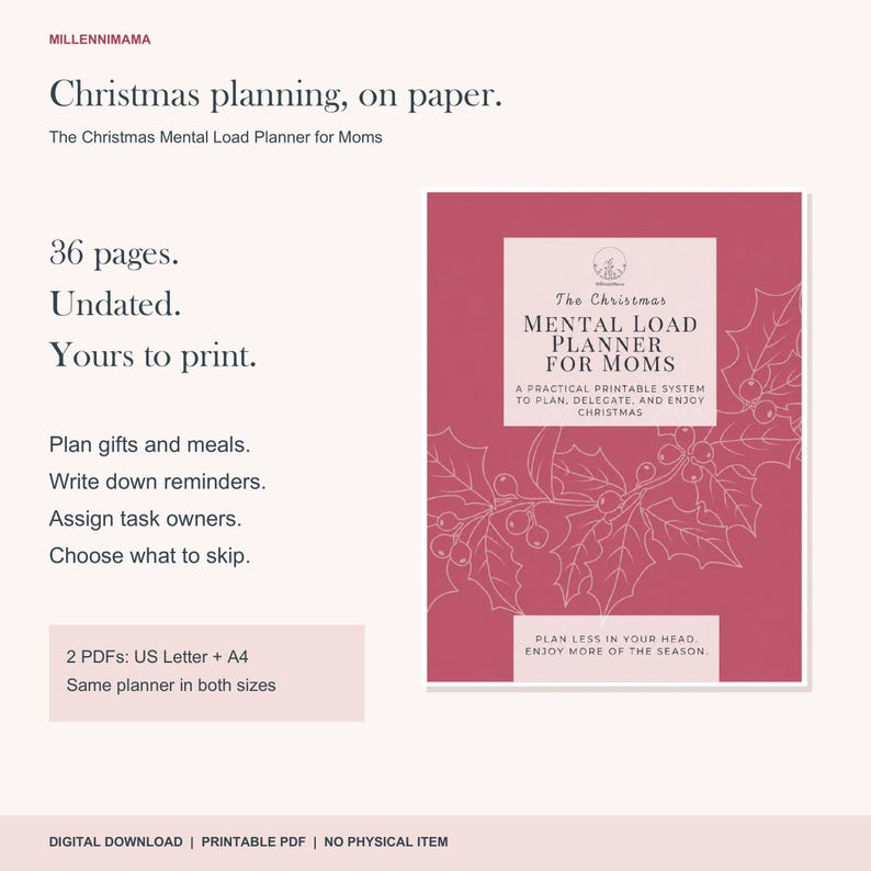 Preview of the MillenniMama Christmas Mental Load Planner