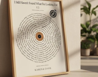 Personalized Song Lyrics Vinyl Record Print, Custom Music Gift