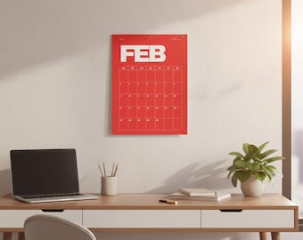 Calendario de pared retro 2026, planificador mensual grande (imprimible) Calendario 2026