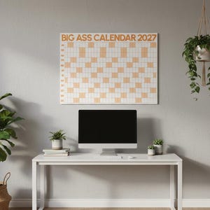 Jättestor väggkalender | Årsplanerare 2027 | Kalender för hemmakontoret Orange