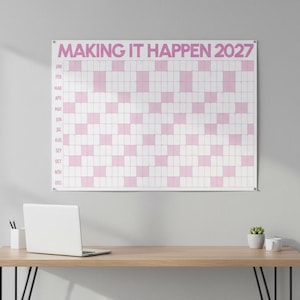 Jättestor väggkalender | Årsplanerare 2027 | Kalender för hemmakontoret Rosa