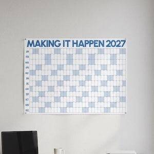 Jättestor väggkalender | Årsplanerare 2027 | Kalender för hemmakontoret Blå