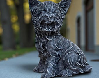 Sitting Yorkshire Concrete Effect Terrier Statue Dog Sculpture Outdoor Dog Figurine Garden Decor Yard Ornament Pet Memorial