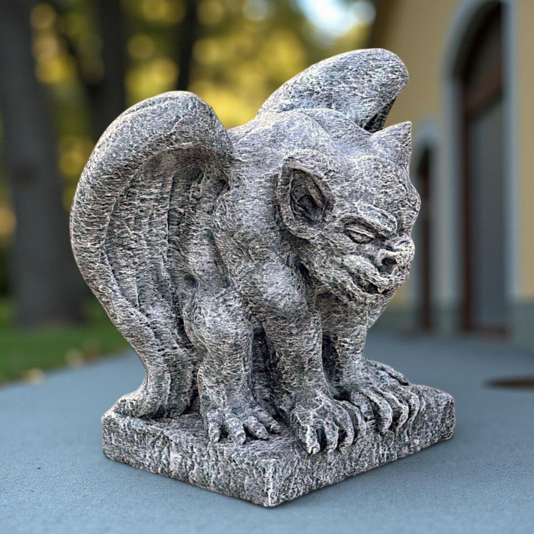 Gargoyle Display Gargoyle Gothic Garden Sculpture Dark Fantasy Decor Stone Look Fantasy ...