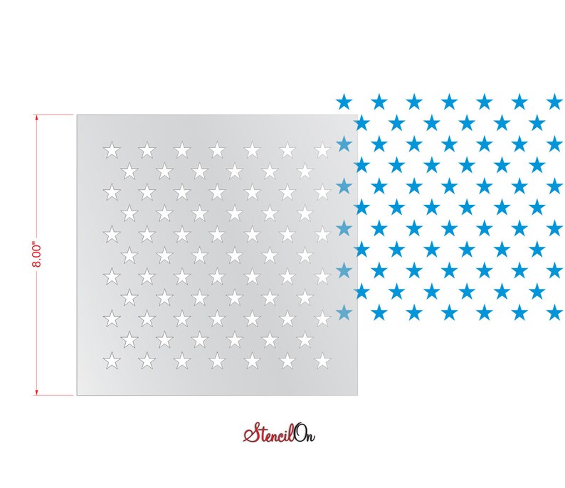 8 x 8-7 mil Reusable Clear Mylar 72 Stars Craft Stencil