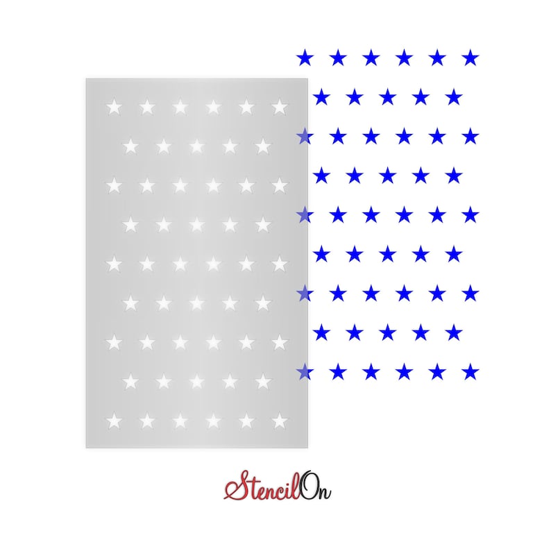 Vertically aligned 50 Stars Craft Stencil 7 mil Reusable Clear Mylar