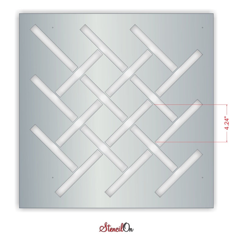 Reusable Interlacing Lattice Repeat Wall Stencil